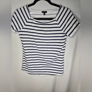 Talbots Navy and White Striped Short Sleeve Tee